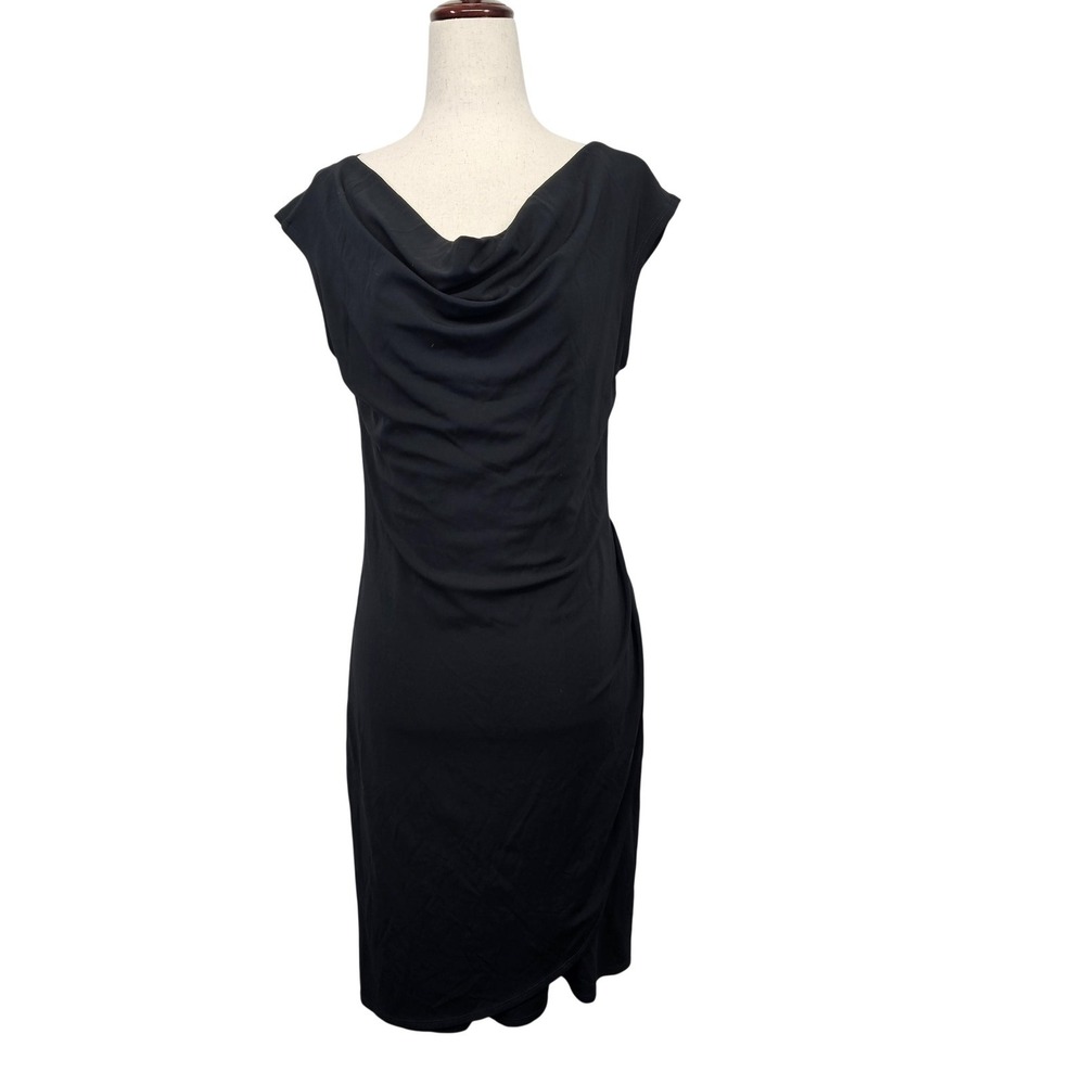 Ann Taylor Dress Womens Small Black Cowl Neck Sleeveless Sheath Knee Length